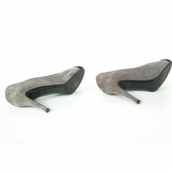 AUTHENTIC CHANEL CAP TOE GRAY BLACK SUEDE PUMPS - Picture 6 of 8